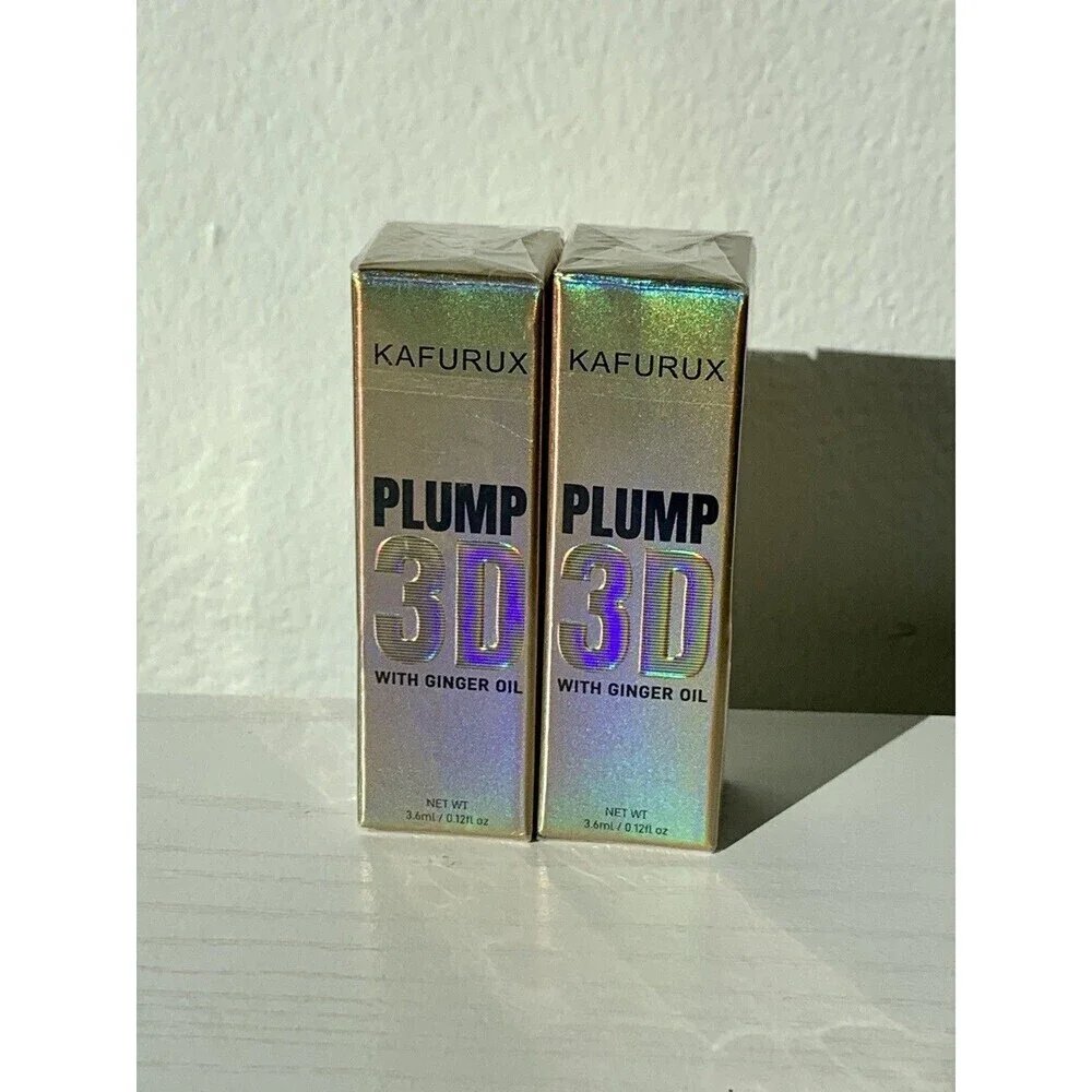 2X Kafurux Plump 3D Ginger Oil  Lip Glaze Lip Gloss Lip Plumper SET NEW SEALED